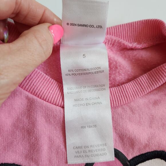 Hello Kitty by Sanrio Girls Pink Strawberry Sweatshirt Size 5 - Picture 8 of 8